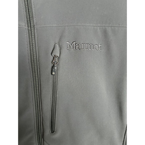 Marmot Mens Softshell Jacket Gray Fleece Lined Full Zip Outdoor Coat Size Medium - Picture 2 of 14